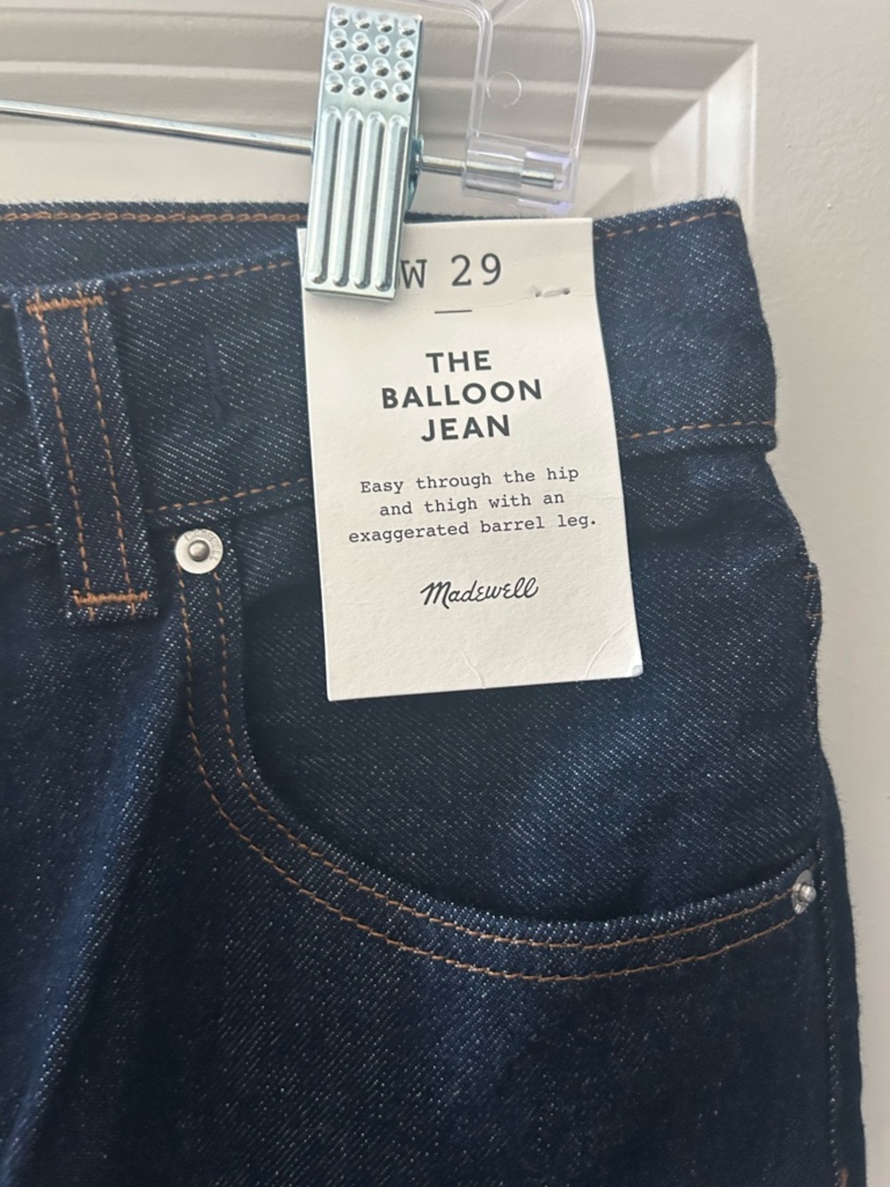 NWT Madewell Balloon Jean in Dark Blue, US29 - Picture 2 of 3